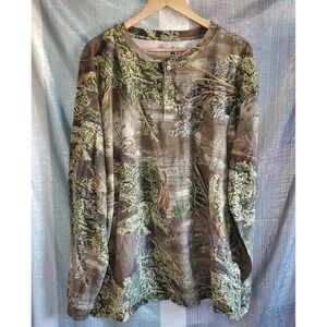 RedHead Camouflage Long Sleeve Henley Shirt Men XL Realtree Xtra Hunting Outdoor